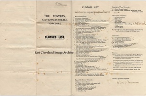 Towers School Clothing List 1937